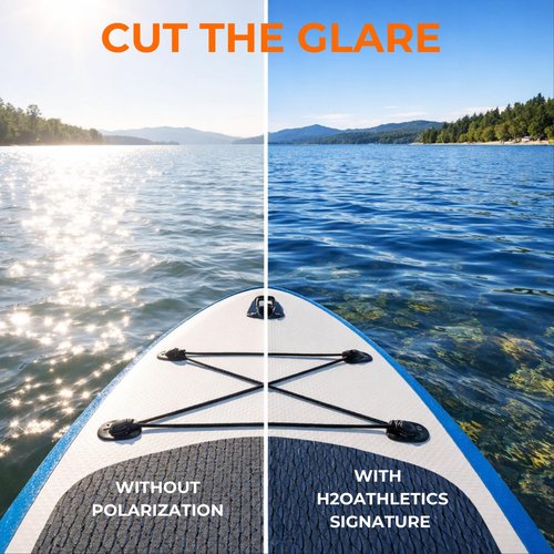 H2OAthletics Signature Lightweight Floating Polarized Sports Sunglasses for Men and Women for Paddling Sailing Fishing Boating all Watersports (Clear Blue)