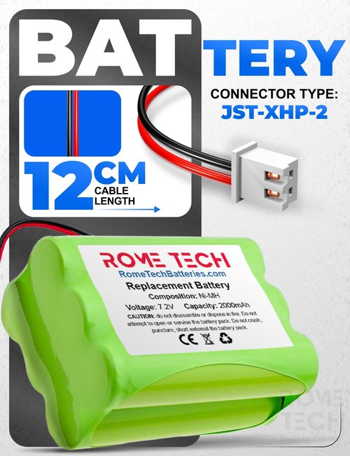 Rome Tech for 2GIG GO! Control Panel Wireless Alarm System – 2gig Battery Replacement 7.2V 2000mAh Rechargeable Lithium Ion Battery Compatible with Linear PERS-4200 Backup Power