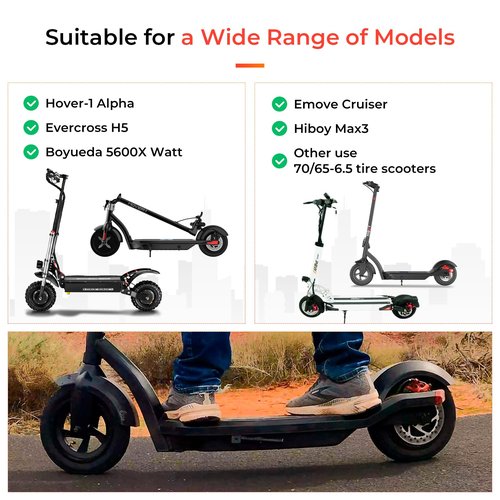 LUCK4U 1PCS Scooter Solid Tire 10 Inch 10x2.7-6.5 Electric Scooter Wheels Replacement 70/65-6.5 Tire for Hover-1 Alpha evercross H5 Emove Cruise hiboy max3 Kugoo M4 Pro Zero 10x Dualtron
