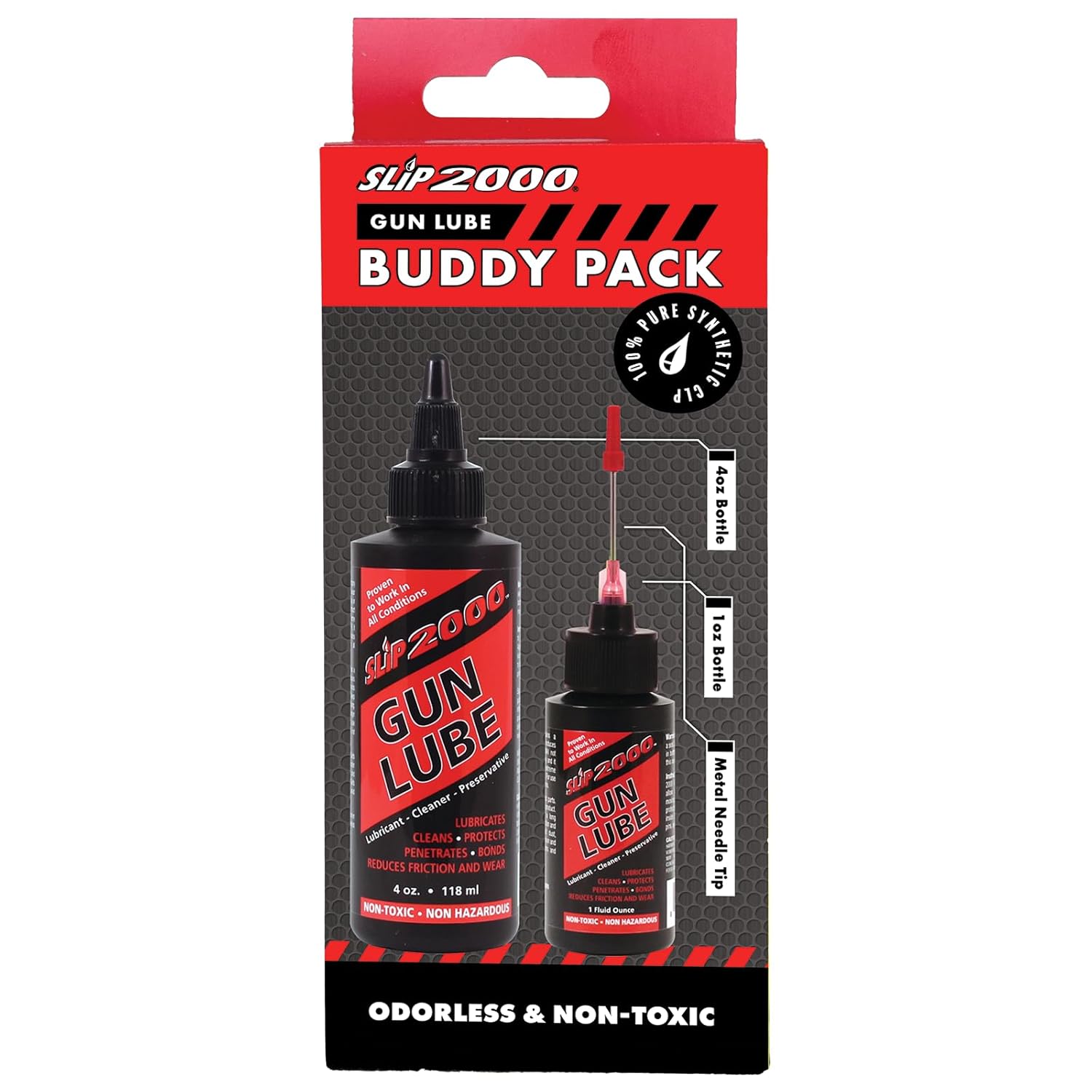 Slip 2000 Gun Lube - Buddy Pack with Needle Tip Applicator | 100% Pure Synthetic CLP, 4 oz & 1 oz