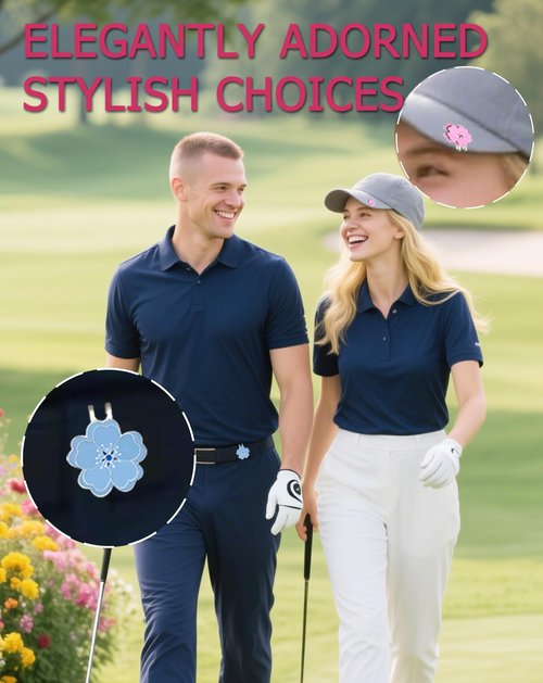 BSTWARM 12 PCS Magnetic Golf Ball Marker with Hat Clip, Golf Hat Clips with Flower Shape Ball Markers for Women & Men Golfers