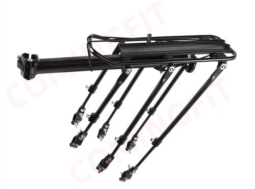 COMINGFIT Rear Bike Rack Bicycle Cargo Rack Quick Release Adjustable Alloy Bicycle Carrier 265lbs Capacity Fit for 24 inch, 26 inch, 27.5 inch, 29 inch Bikes
