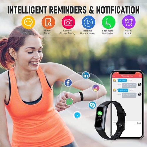 Bakoor Fitness Tracker with 24/7 Heart Rate Blood Oxygen Sleep Monitor, 1.10" AMOLED Touch Screen Step Trackers Watch, IP68 Waterproof Step Counter Pedometer for Women Men