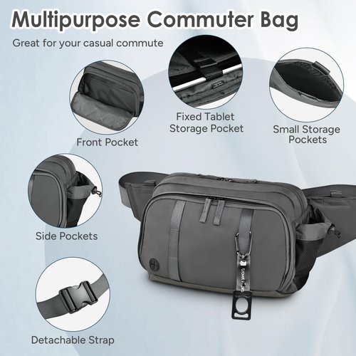 Large Crossbody Waist Bag Tactical Fanny Pack for Men Hip Bum Bag with Water Bottle Holder Adjustable Belt, Workout Traveling Casual Running Hiking Cycling