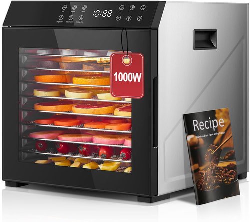 FOHERE Food Dehydrator - 1000W with 10 Trays & 9.04ft² Drying Space | Digital Timer & Temperature Control