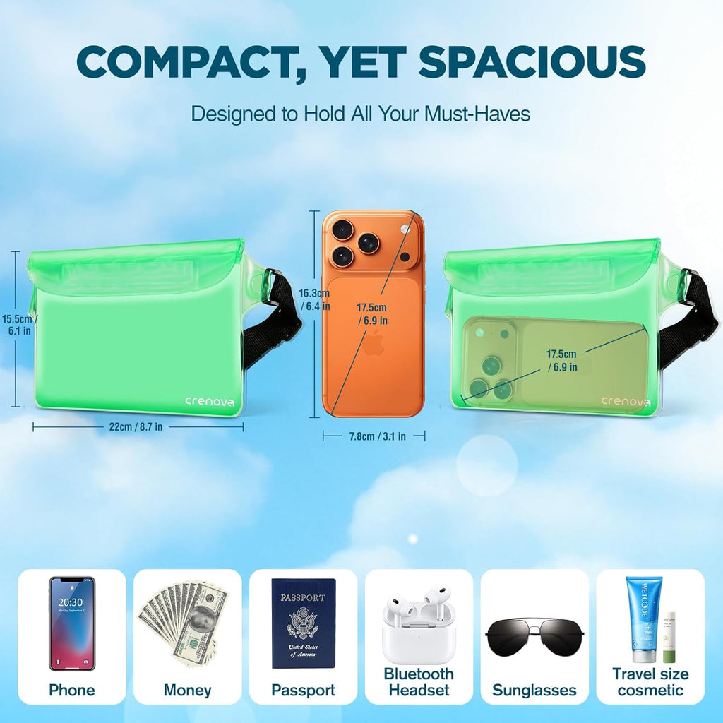 Skiennix Waterproof Beach Bag - Floating Dry Pouch for Phone & Passport | Ideal for Travel & Water Sports