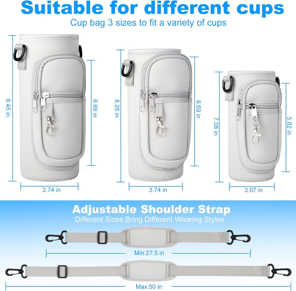 Regine Switzerland Water Bottle Holder - Strap Carrier Sling Bag with Phone Pocket for Hydroflask 32oz/40oz