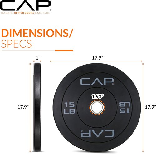 CAP Barbell Rubber Olympic Bumper Plate - Durable Weightlifting Equipment | Multiple Colors Available