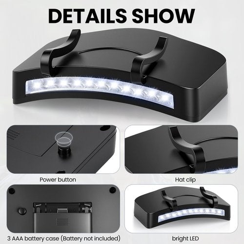 Lytoybe 6 Pcs Hat Clip Light, 11 LED Cap Lights Clip on Hat, IPX5 Waterproof Hands-Free Flashlight for Running, Working, Biking, Camping(AAA Batteries not Included)