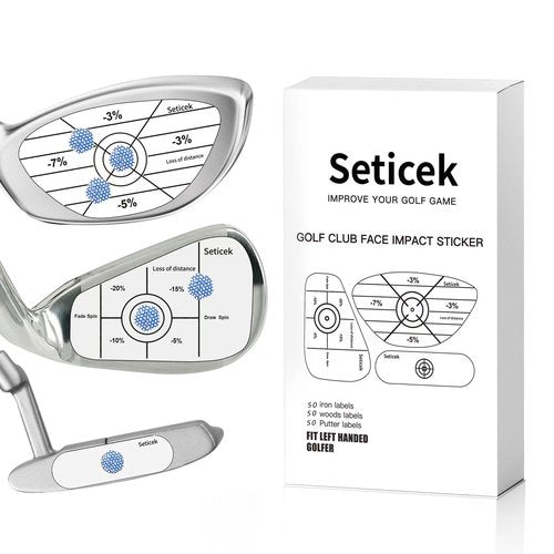Seticek Left Hand Golf Impact Tape 150 Pc ｜Self-Teaching Sweet Spot and Consistency Analysis ｜ Improve Golf Swing Accuracy and Distance