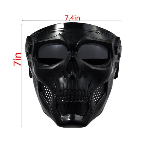 2 Packs Airsoft Skull Mask Full Face Tactical Shield Mask for Men – Evil Black Motorcycle Masks for CS Survival Games, Shooting, Cosplay, Movie, Paintball, Halloween, Scary