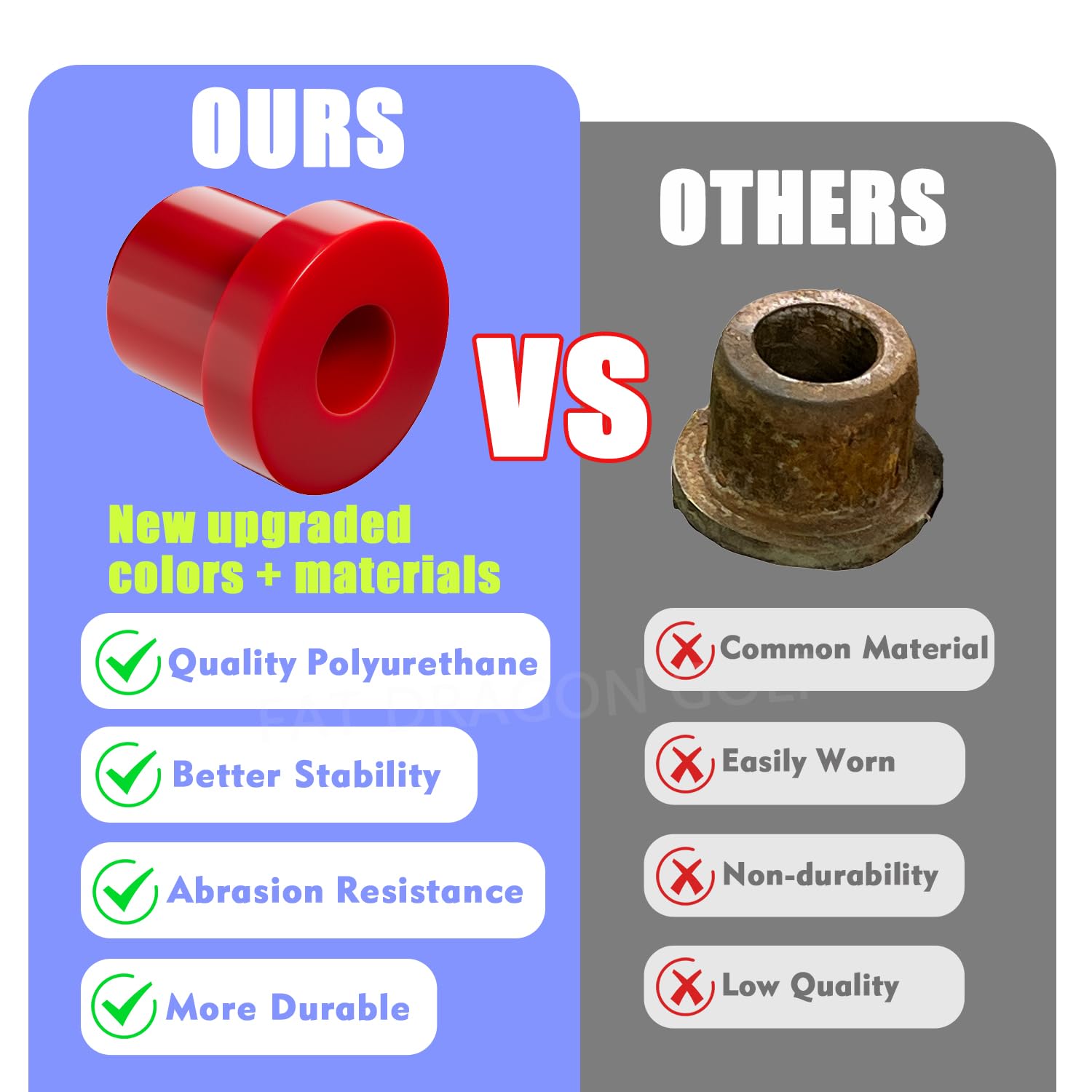 Panglong Club Car Precedent Bushings Kit, Polyurethane Precedent Rear Leaf Spring Bushing and Shackle Bushing Kit, Suitable for 2004-Up Club Car Precedent; OEM# 102506601, 102506301, 102506401