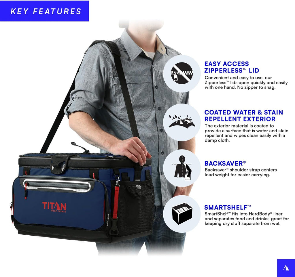 Titan by Arctic Zone Deep Freeze Cooler - Zipperless Hardbody Design with Superior Insulation & SmartShelf