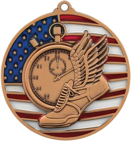 Decade Awards Patriotic Track & Field Medal - Gold, Silver, Bronze | Stars and Stripes Ribbon | 2.75 Inch Wide