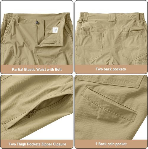 Linlon Men's Hiking Cargo Shorts - Quick Dry Lightweight Travel Shorts with Pockets | Ideal for Fishing & Camping