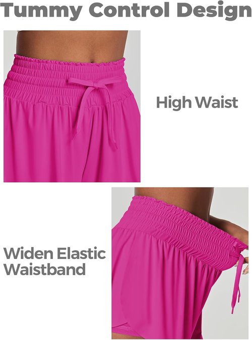 IUGA High Waisted Athletic Shorts - Flowy Butterfly Design with Pockets for Women | Ideal for Running & Tennis