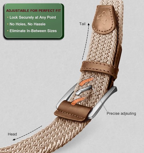 BULLIANT Stretch Belt for Men - Woven Braided Design | Perfect for Golf, Casual Pants & Jeans