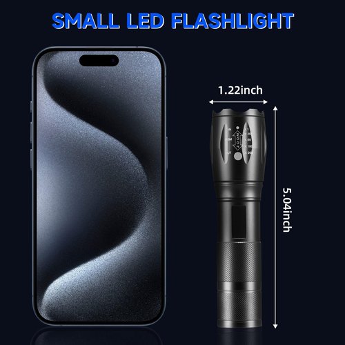 8 Pack Small Flashlight Powerful, 5 Modes Bright LED Flashlights High Lumens, Mini Flashlights for Home, Flash light for Emergency, Adjustable Pocket Tactical Flashlight Camping, Outdoor Torch Lights