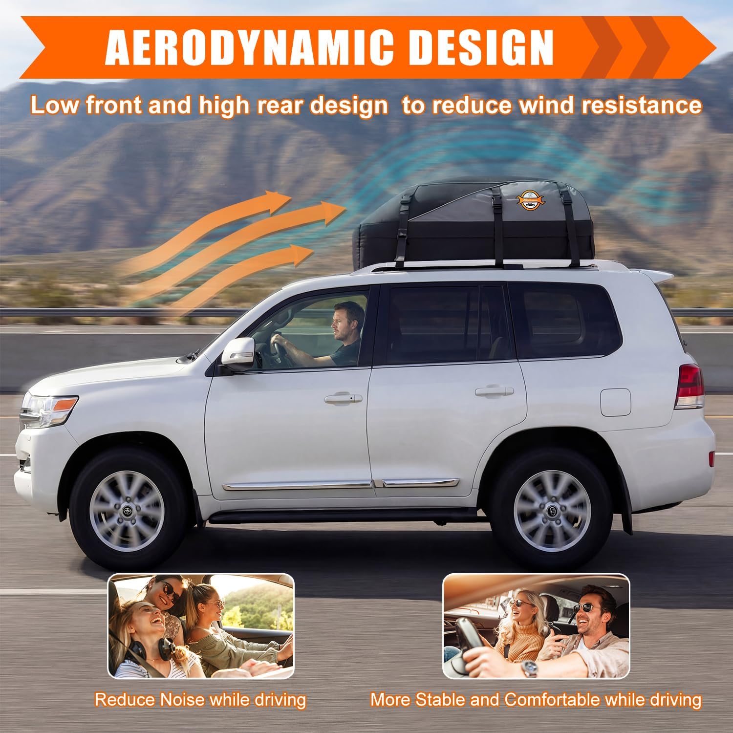 Sailnovo Rooftop Cargo Carrier - 20 Cubic Feet Waterproof Roof Bag with 6 Tie-Down Straps | Ideal for Cars with or Without Rack