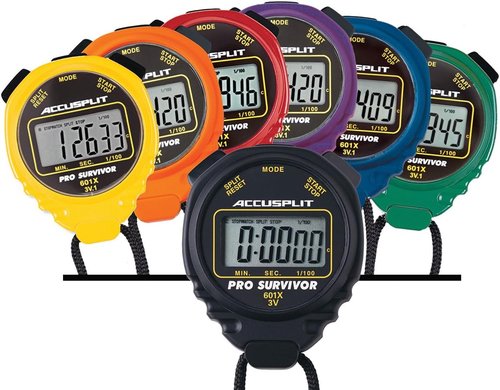 ACCUSPLIT A601X Pro Survivor Stopwatches - 6 Pack, Durable Black Design for Accurate Timing