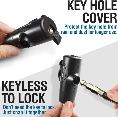 MARQUE Bike Lock with Key - Durable 3/8” Straight Cable Lock for Bicycles, Scooters & More | 4Ft, 7Ft, 15Ft, 25Ft