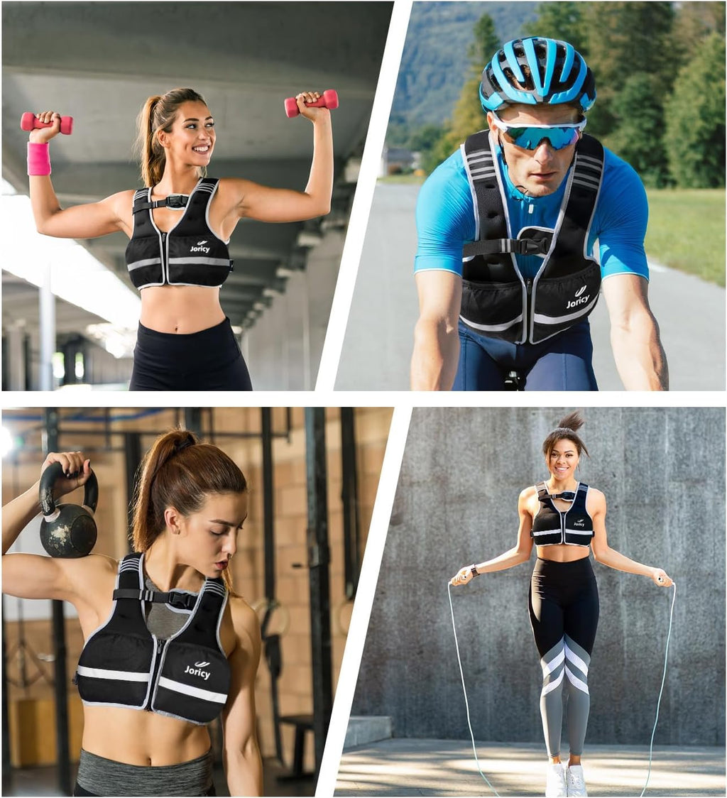 Skiennix Weighted Vest - Adjustable 6lb to 30lb for Walking, Running & Strength Training | Reflective Strips