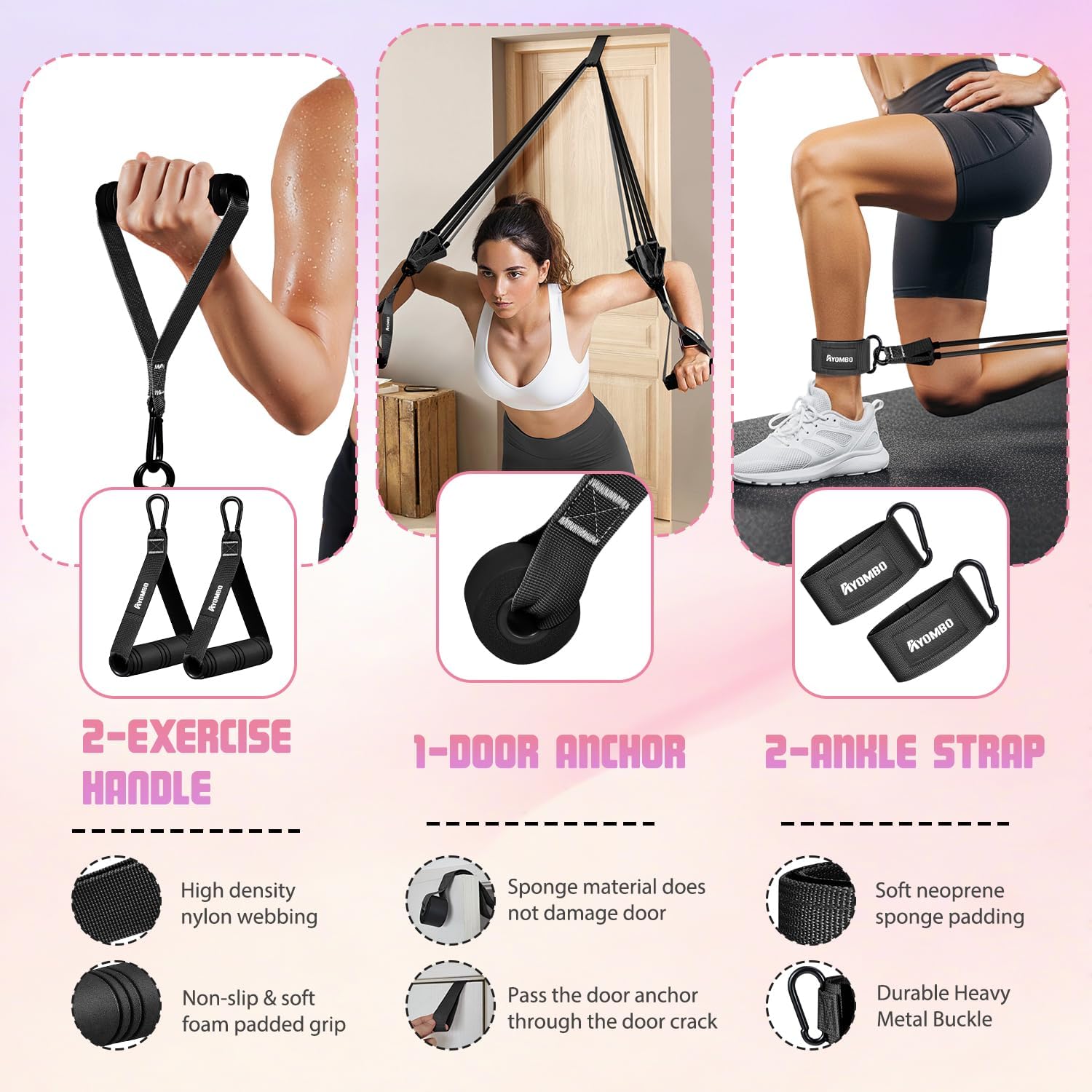 Skiennix Resistance Bands - 5 Level Workout Set with Handles for Women | Ideal for Yoga, Pilates & Home Gym Fitness
