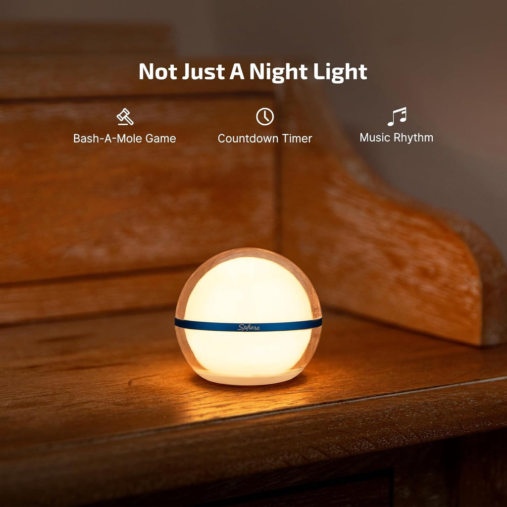 OLIGHT Sphere Smart Night Light - 75 Lumens Stepless Dimming Table Lamp with Portable Magnetic Hook