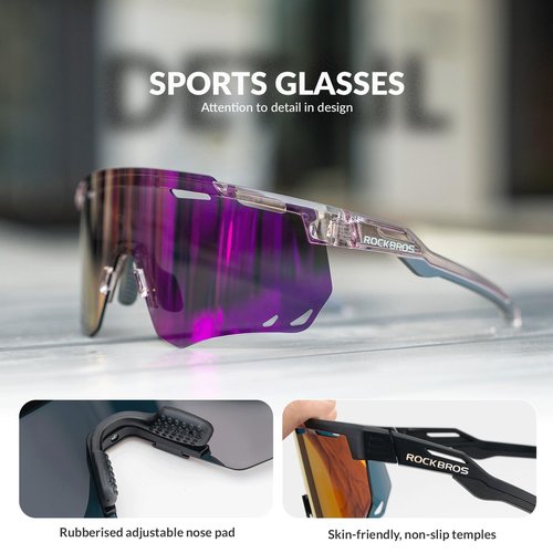 ROCKBROS Cycling Glasses, Photochromic Sports Sunglasses for Men Woman, UV Protection Biking Sunglasses