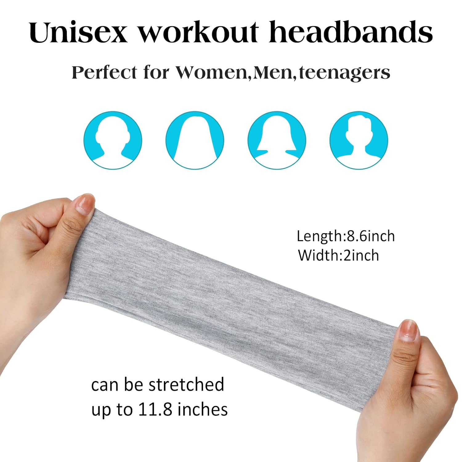 Skiennix Stretchy Headbands for Women - Non-Slip Thin Bands for Yoga & Workout | White, Pink, Blue