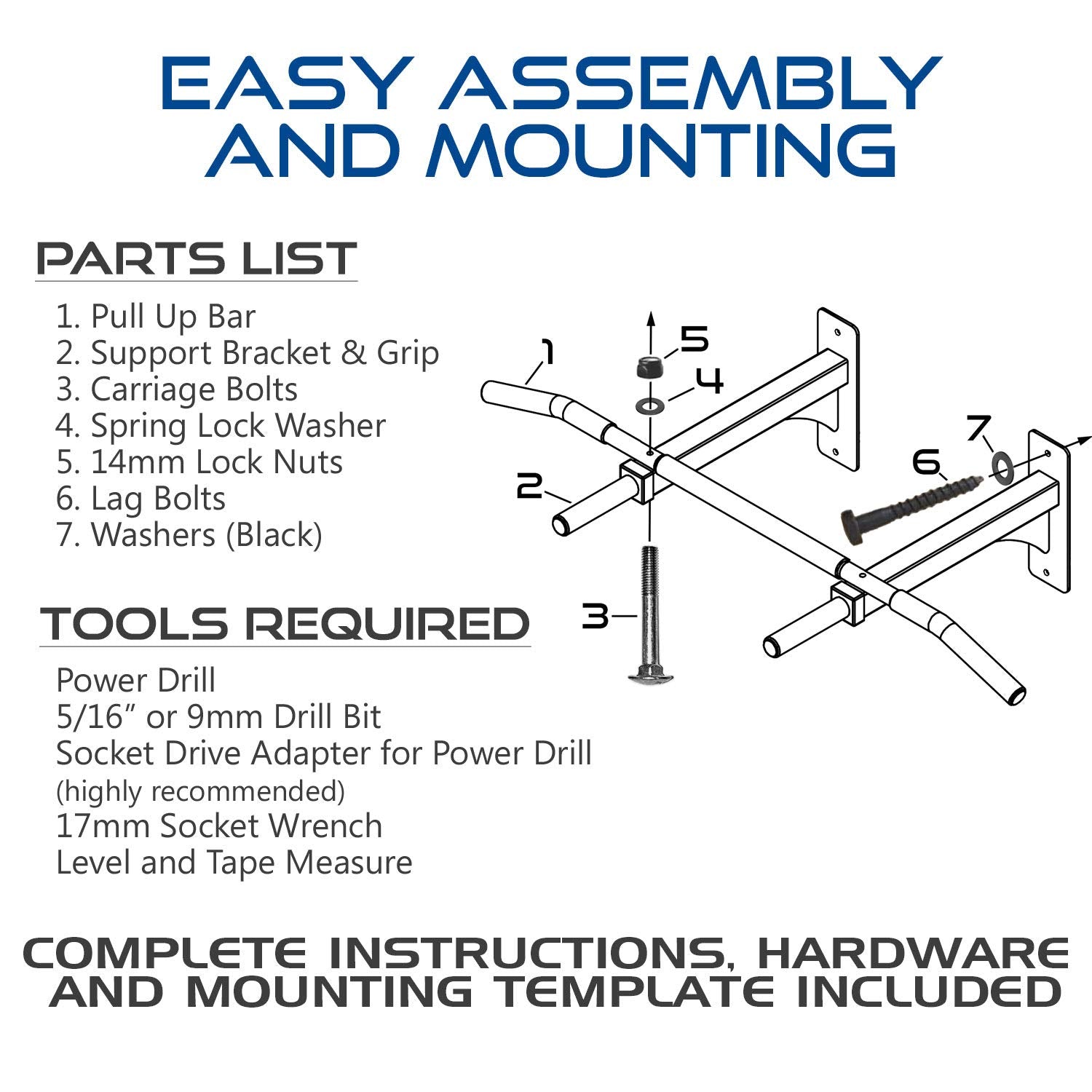 Wall Mount Pull Up Bar with Extra Clearance, Fits 16" Studs by Ultimate Body Press