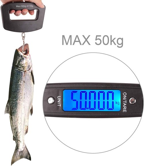 Kinstecks Digital Fishing Scale - 110lb/50kg Backlit LCD Portable Electronic Balance | Ideal for Hunting & Kitchen