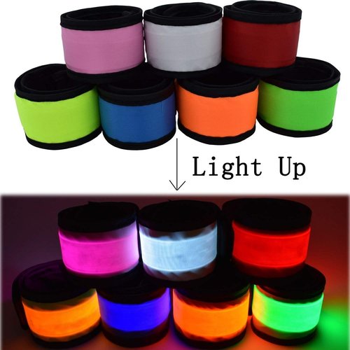 AMNQUERXUS LED Glow Slap Bracelet, Light Up Wristband 6 Pack High Visibility Safety Band for Cycling Walking Running Concert Camping Outdoor Sports-Fits Women, Men (White - (6 Pack) - New Packaging)