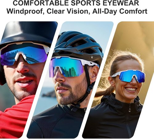 HAAYOT Polarized Sports Sunglasses - Versatile 5 Lenses for Men, Women & Youth | Ideal for Baseball, Cycling & Running