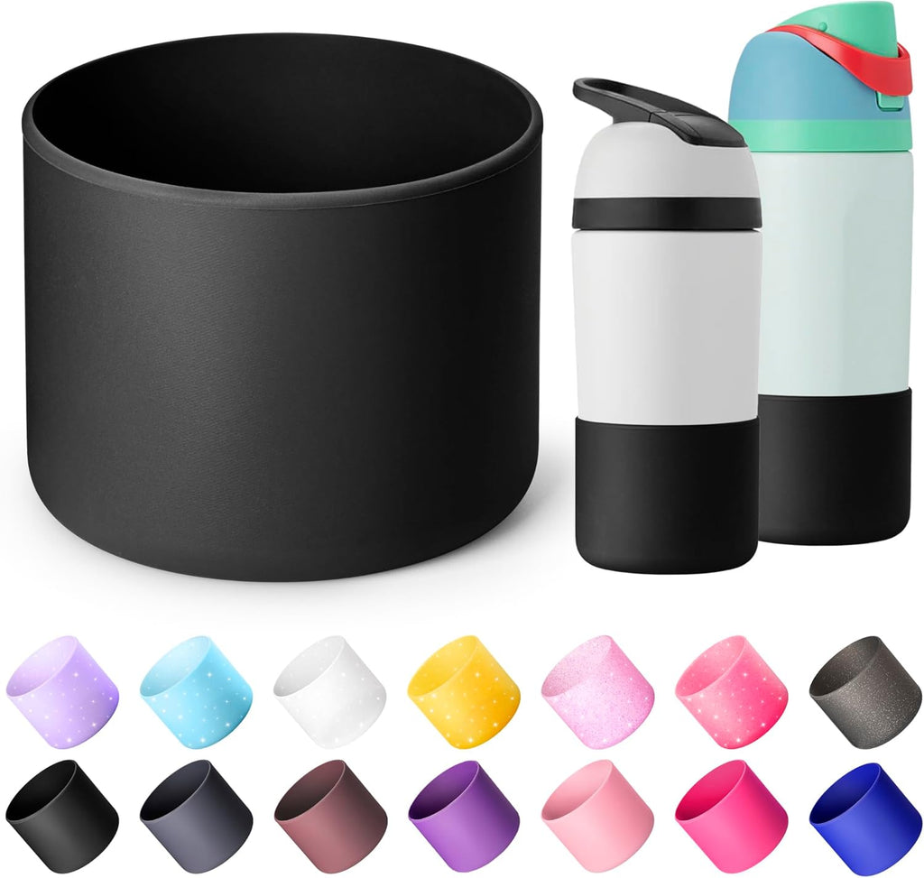 Owala Silicone Boot - Anti-Slip Protective Sleeve for 14/16 oz Water Bottle | Fits 12 oz Kids Tumbler (Black)