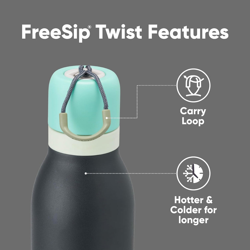 Owala FreeSip Insulated Stainless Steel Water Bottle - 18 oz BPA-Free with Straw for Sports & Travel - Blue/Grey