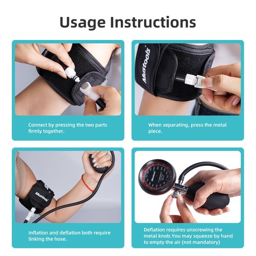 Blood Flow Restriction Bands 4 Pack Set with Pressure Gauge, Professional Grade Arms, Legs Occlusion Bands for Men Women Glutes Workout, Blood Flow Restriction Cuffs, BFR Training Bands Black