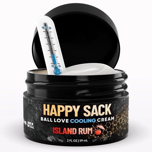 Derm Dude Happy Sack Ball Deodorant - Anti-Chafing Comfort Cream for Men | Aluminum-Free, Island Rum Scent, 2oz