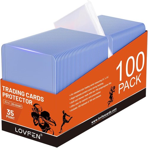 100 Topload Card Holders & 100 Penny Sleeves | 35PT Hard Plastic Protectors for TCG & Sports Cards