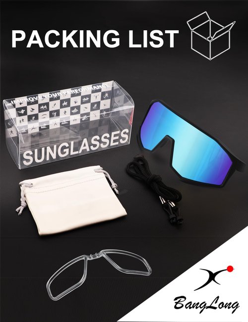 BangLong Sports Sunglasses for Men Women - UV400 Protection Baseball Sun Glasses TR90 for Running Cycling Baseball Fishing, blue