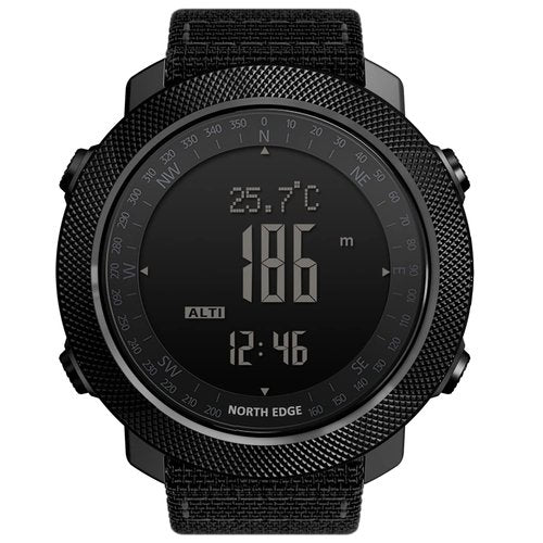 HOOSHU Tactical Watches for Men Digital Outdoor Survival Military Rock Solid Digital Watches with Durable Band, Steps Tracker Pedometer Calories Apache (Black)
