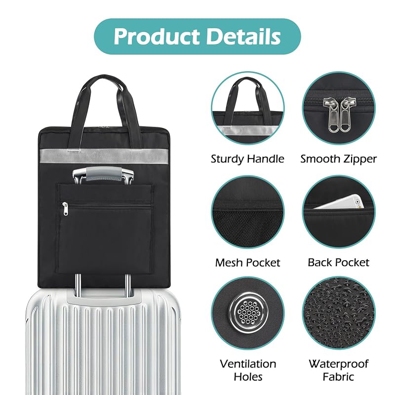 Black Travel Shoe Bags – 13.58 x 9.45 x 16.73in, 2-Compartment, Nylon, ZHIERNA