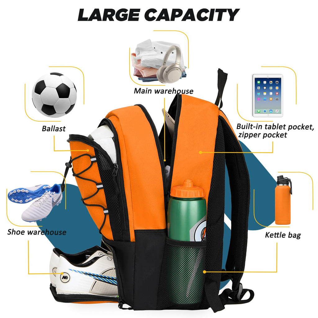 Goloni Soccer Bag, Basketball Bag with Ball Compartment & Shoe Compartment,Large Soccer Backpack for Basketball,Volleyball,Gym