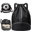 Skiennix Waterproof Drawstring Backpack - Unisex Gym Bag with Wet/Dry Separation | Black, One Size