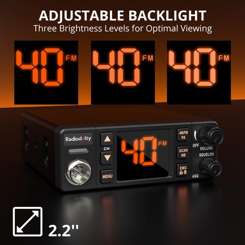 Radioddity CB-606 PRO CB Radio, AM/FM/PA Mobile Transceiver with 4W Power Output, 2.2’’ Amber Color Display, Instant Emergency Channel 9/19, VOX, NB/ASQ/SQ, Advanced Cooling Structure