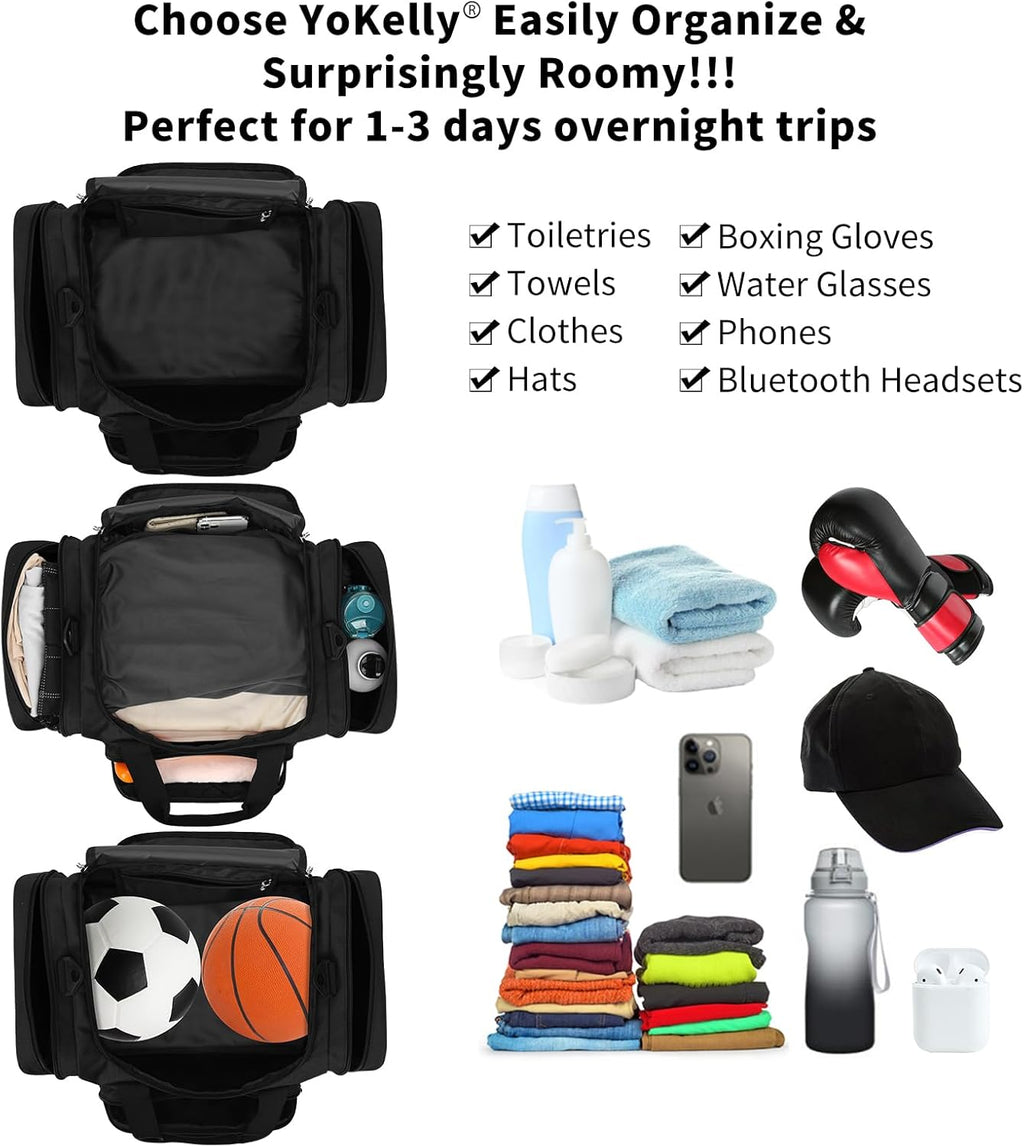 Skiennix Small Duffel Bag - 17-Inch Carry-On Weekender for Travel & Gym - Black (17x10x9 in)