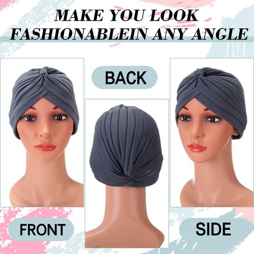 SATINIOR 16 Pieces Stretch Turbans Chemo Head Wraps Polyester Head Beanie Cover para Mujer Turbantes for Women(Bright Color)