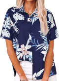 Skiennix Women’s Hawaiian Shirt - Cool Short Sleeve V-Neck Blouse for Summer Beach Outfits