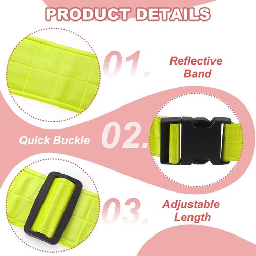 PATIKIL Reflective Belt, 2 Pcs High Visibility Running Belt Grow PT Belt Adjustable Safety Gear for Men Women Walking Cycling Motorcycling, Yellow