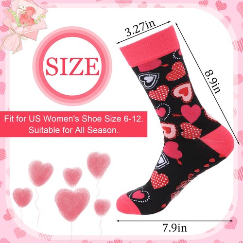 Silicherry 6 Pairs Mother's Day Pilates Socks for Women Novelty Socks Non-slip Grippy Yoga Gift Supplies for Wedding Dance Workout(Valentine's Day)
